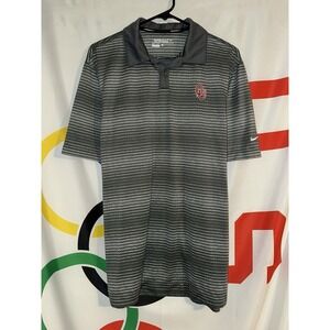 Nike Golf Oklahoma Sooners Polo Shirt Large Gray Striped Football
